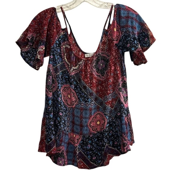 Patrons of Peace Women's XS Floral Boho Blouse Multicolor Casual Top - Picture 2 of 9